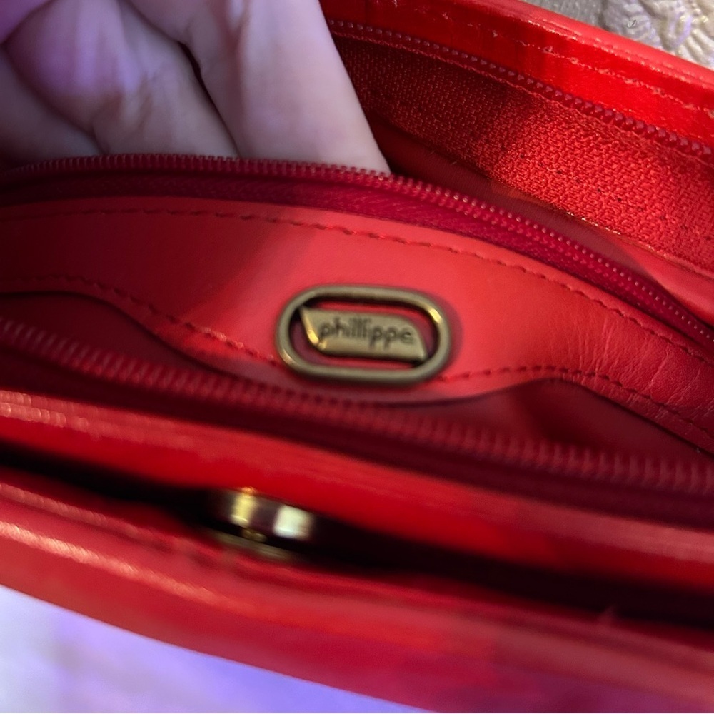 Elegant Red Women's Shoulder Bag Vintage Phillippe red clutch - Picture 5 of 6